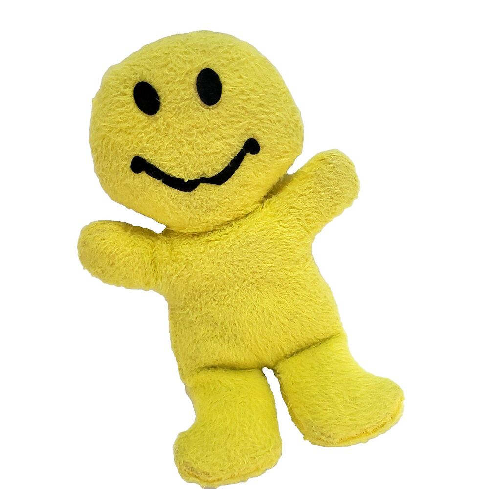 Vtg Smiley Face Plush 14" Yellow Retro Floppy Hard Stuffed‎ Animal Toy wiggle
